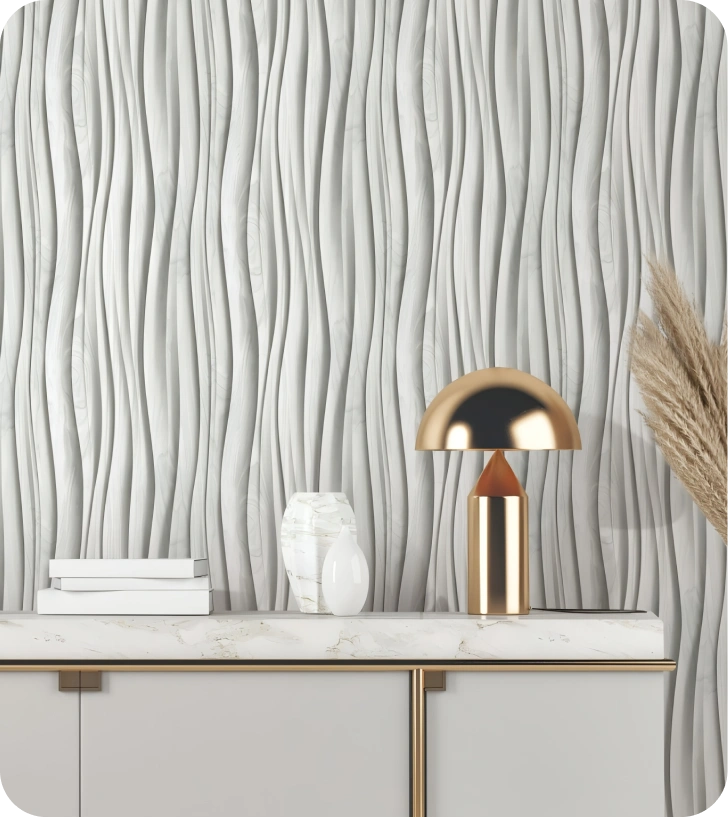 Grey stripe wallpaper look stunning at living room area